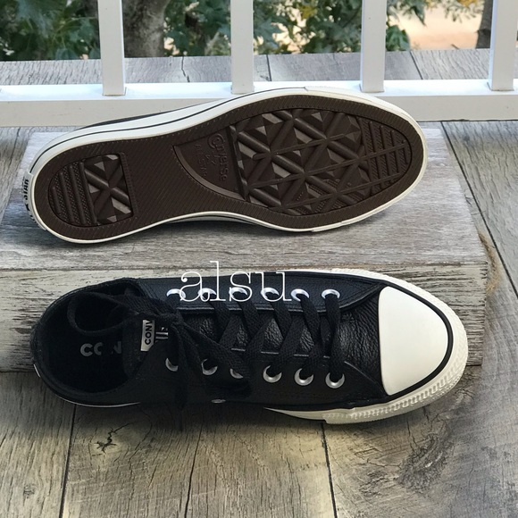 NWT Converse Ctas Ox Leather Black Egret W AUTHENT - Picture 5 of 8